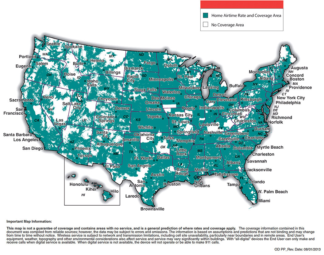 Coverage map - CDMA